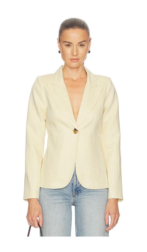 smythe patch pocket duchess blazer in yellow. - size 0 (also in 2, 4, 6, 8)