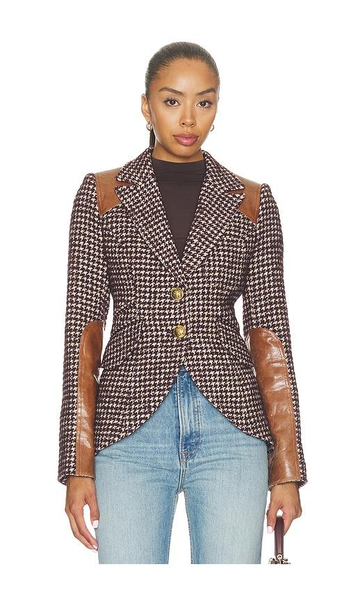 smythe saddle-patch equestrian blazer in grey. - size 2 (also in 4, 8)