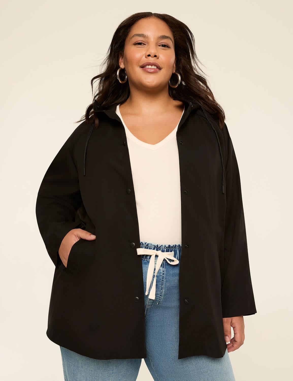 snap-front hooded jacket