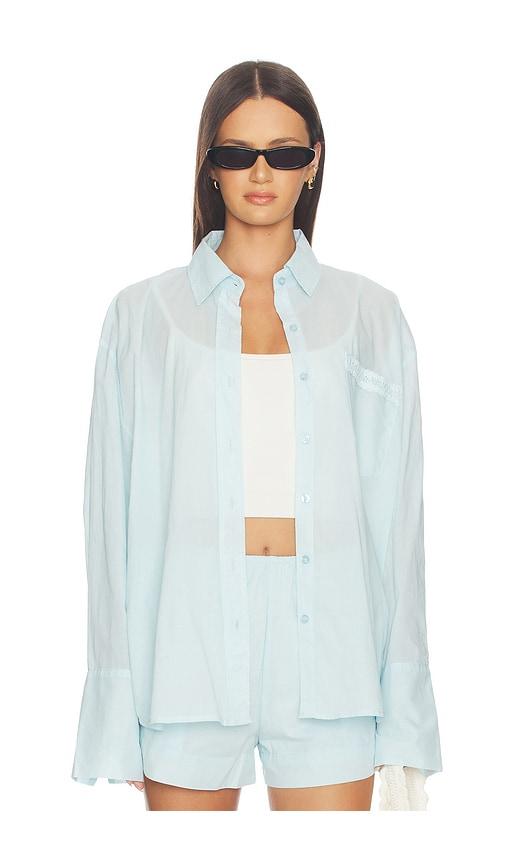 sndys amren shirt in baby blue. - size l (also in s, m)