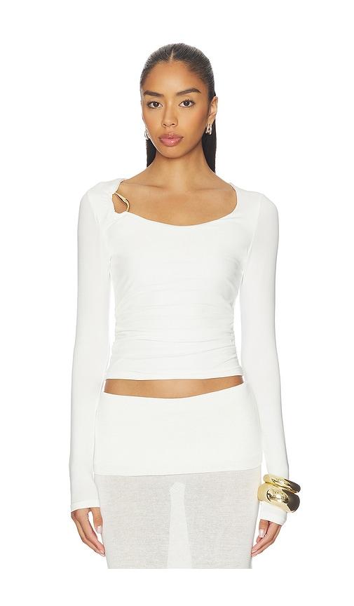 sndys ashley scoop neck top in white. - size l (also in s, m)