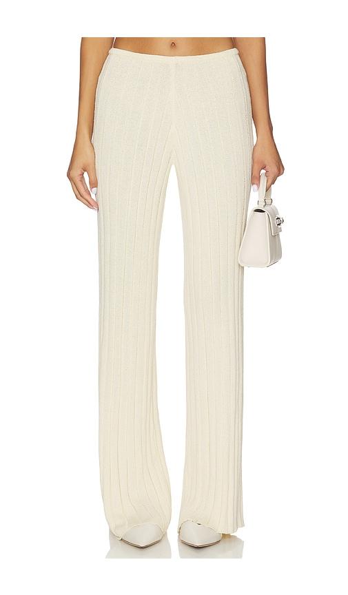 sndys baha ribbed wide leg in cream. - size m (also in xs, s)