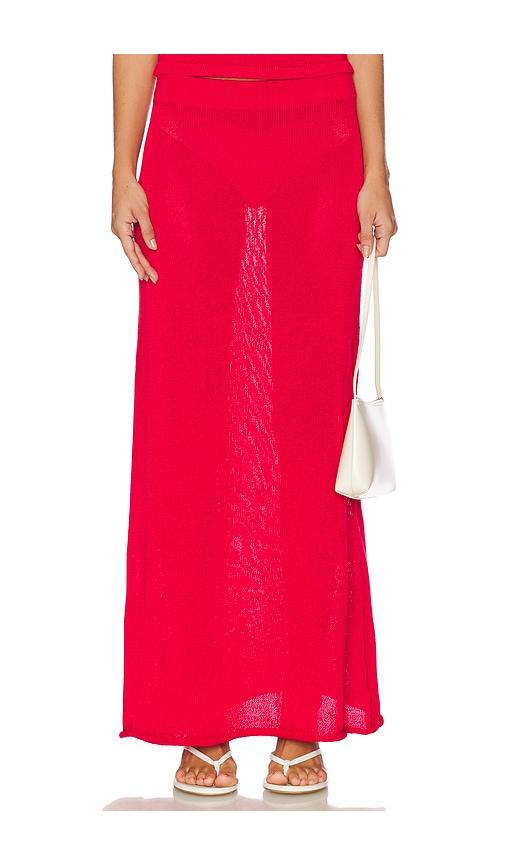 sndys cali maxi skirt in red. - size s (also in xs, xxs)