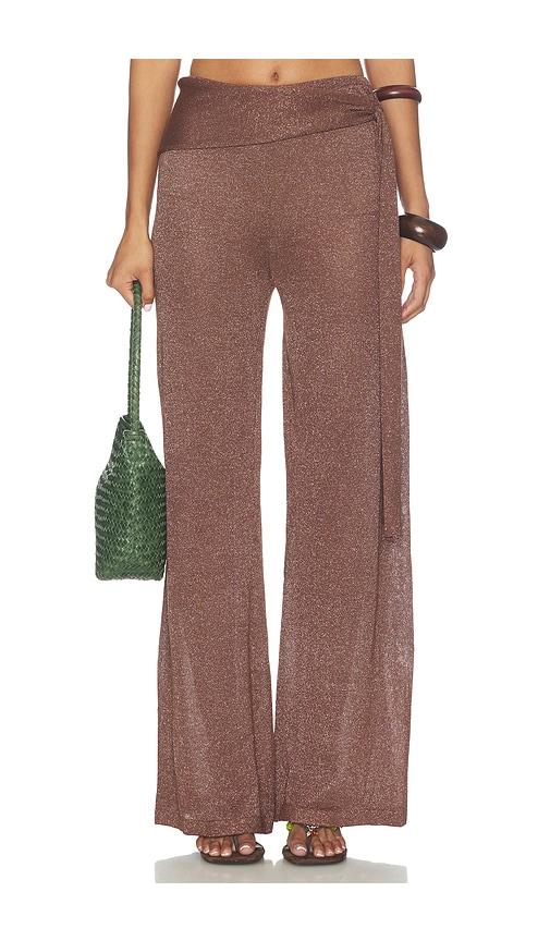 sndys celine shimmer pant in chocolate. - size l (also in xxs, xs, s, m, xl)