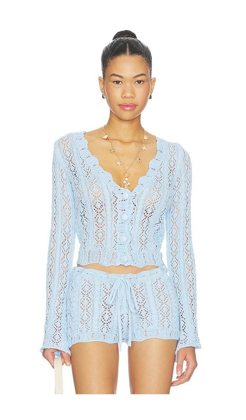 sndys crochet cardigan in baby blue. - size l (also in m)