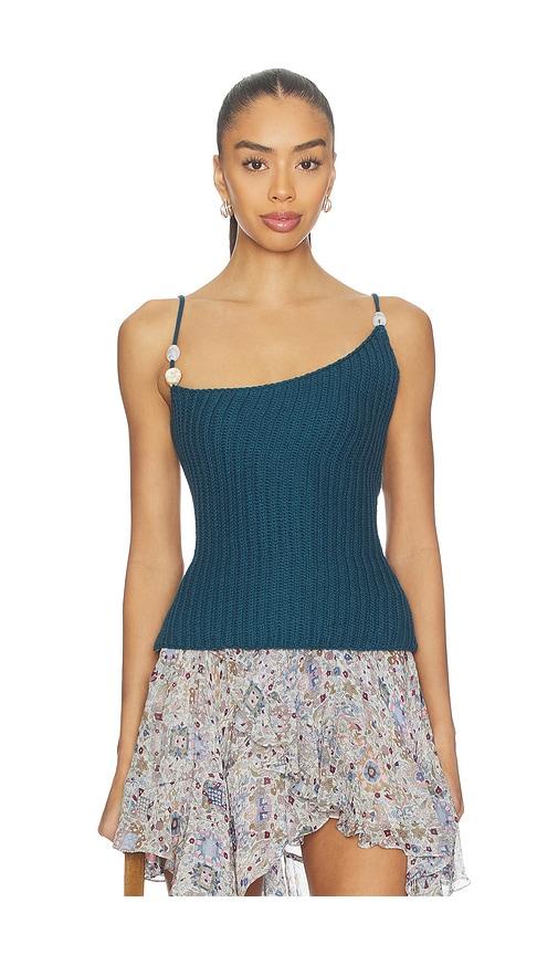 sndys desi open back top in teal. - size l (also in m, s, xl, xs)