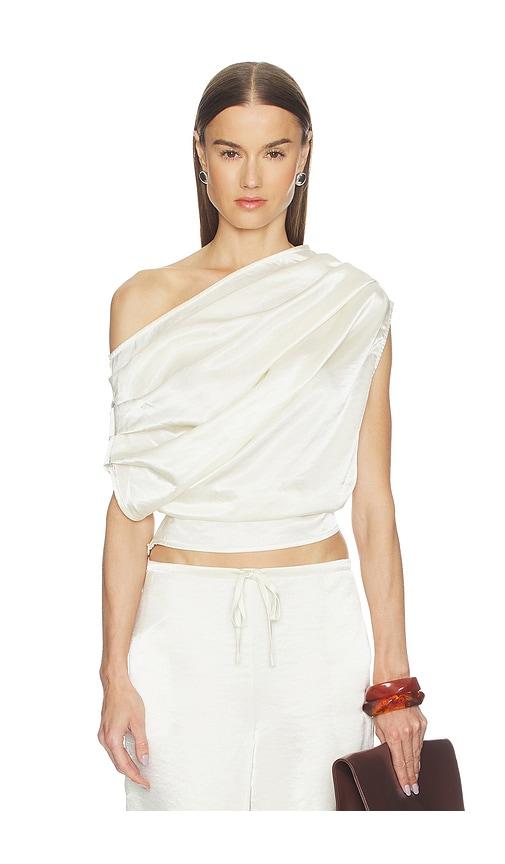 sndys dove one shoulder top in cream. - size l (also in xxs, xs, s, m, xl)