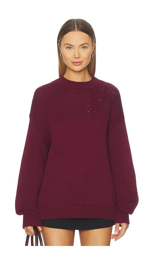 sndys elm crew knit sweater in wine. - size s (also in xxs, xs)