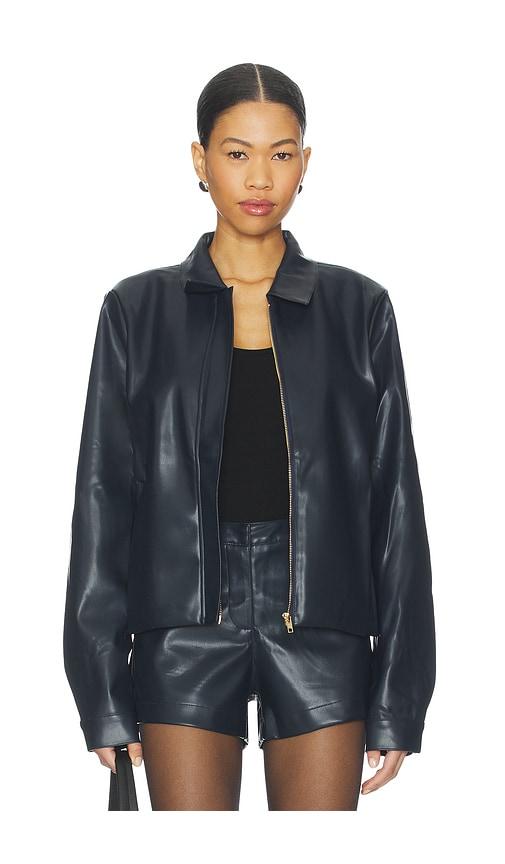 sndys faux benny faux leather jacket in navy. - size l (also in xxs, xs, s, m, xl)