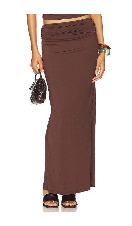 sndys gabby maxi skirt in chocolate. - size 3x (also in l, xl, xxl)