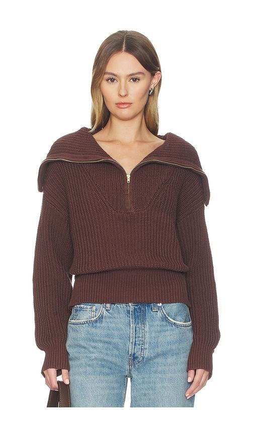 sndys hayley zip jumper in chocolate. - size l (also in s, xxs, xs, m)