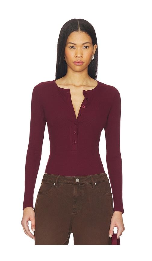 sndys henley bodysuit in burgundy. - size m (also in s)