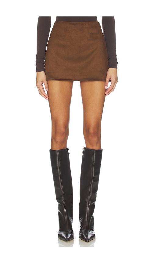 sndys jacqui faux suede mini skirt in brown. - size l (also in s, xxs, xs, m)