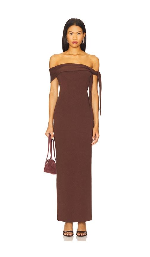 sndys jaymes maxi dress in chocolate. - size l (also in xxs, xs, s, m, xl, xxl)