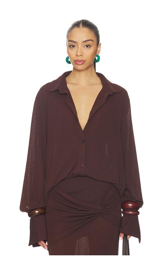 sndys kalea shirt in chocolate. - size l (also in s, xs, m)