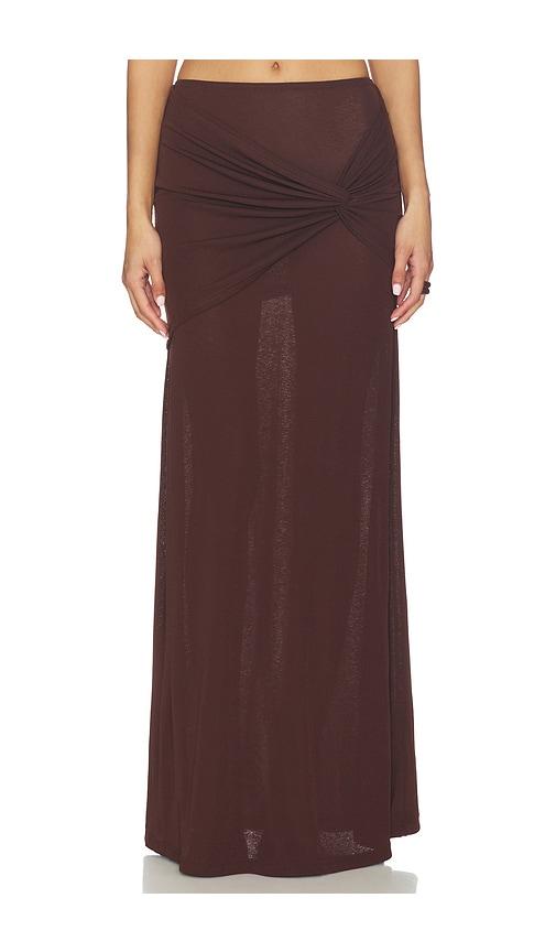 sndys kalea twist maxi skirt in chocolate. - size xl (also in xs)