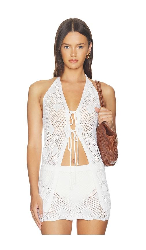 sndys kinny crochet top in white. - size l (also in m, s, xl, xs)