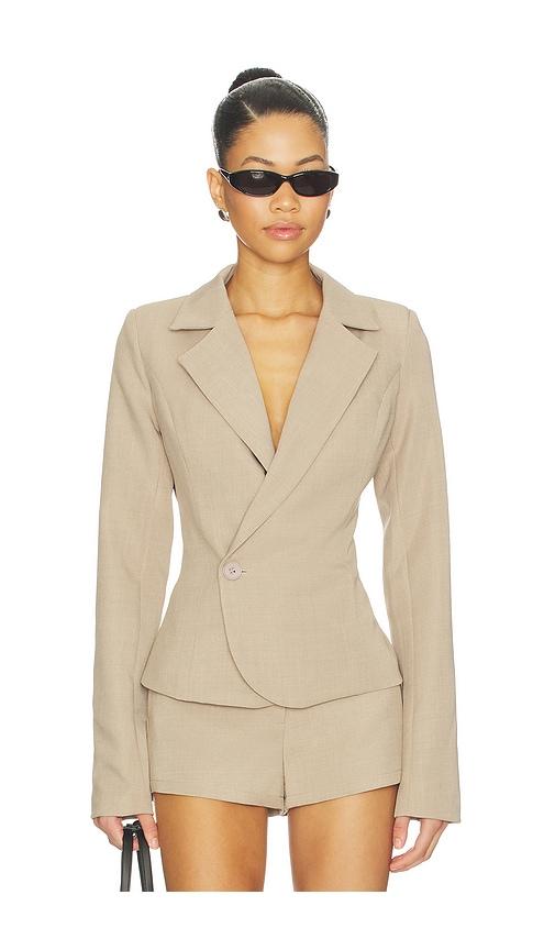 sndys liana cinch blazer in taupe. - size l (also in s, xxs, xs, m, xl)