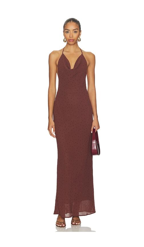 sndys nadene diamante halter maxi dress in wine. - size m (also in s, xl)