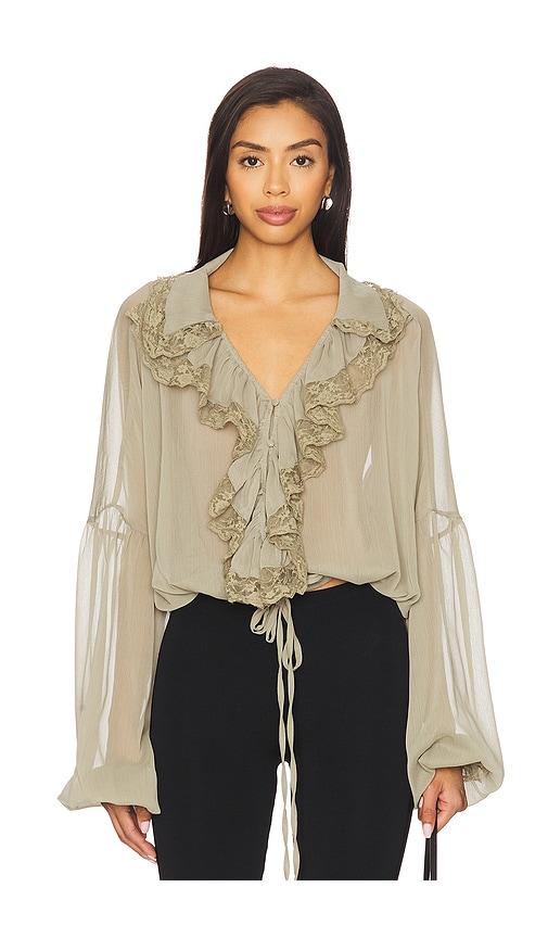 sndys pearl top in sage. - size m (also in xs, s)