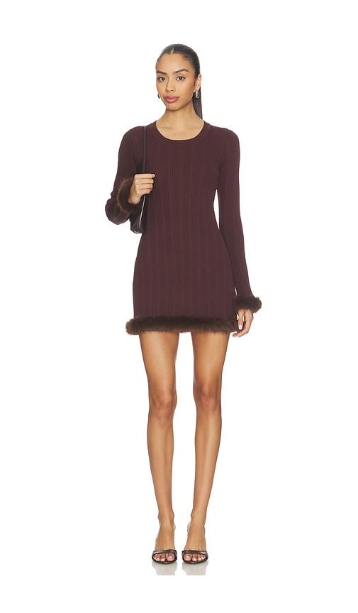 sndys pearse faux fur mini dress in brown. - size l (also in xxs, xs, s, m, xl)