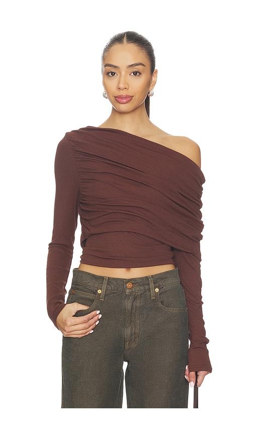 sndys reena knit top in chocolate. - size m (also in s)