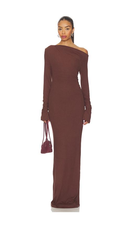 sndys reyna maxi dress in chocolate. - size xs (also in xxs)
