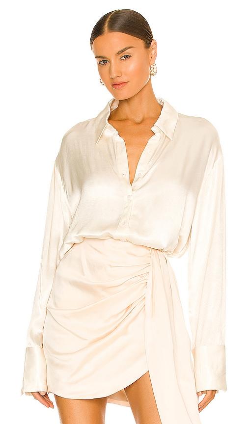 sndys rising satin shirt in cream. - size m (also in xs, s)