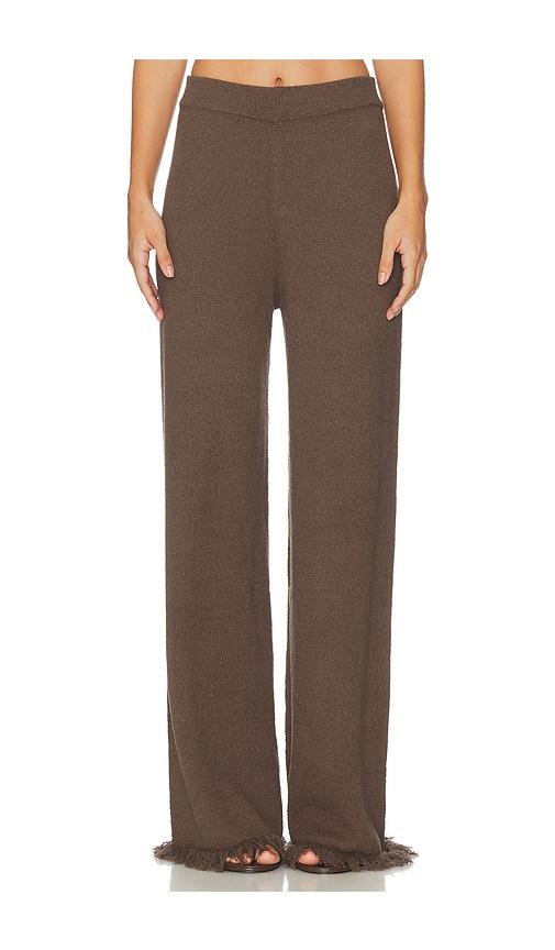 sndys skyler knit pant in chocolate. - size l (also in s, xxs, xs, m)