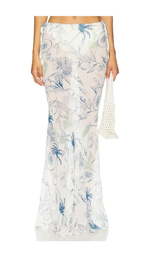 sndys st. ives maxi skirt in white,blue. - size m (also in xxs, xs, s)