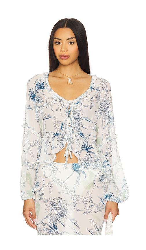 sndys st. ives top in white,blue. - size l (also in s)