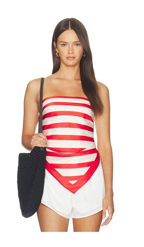 sndys stripe wrap in red.