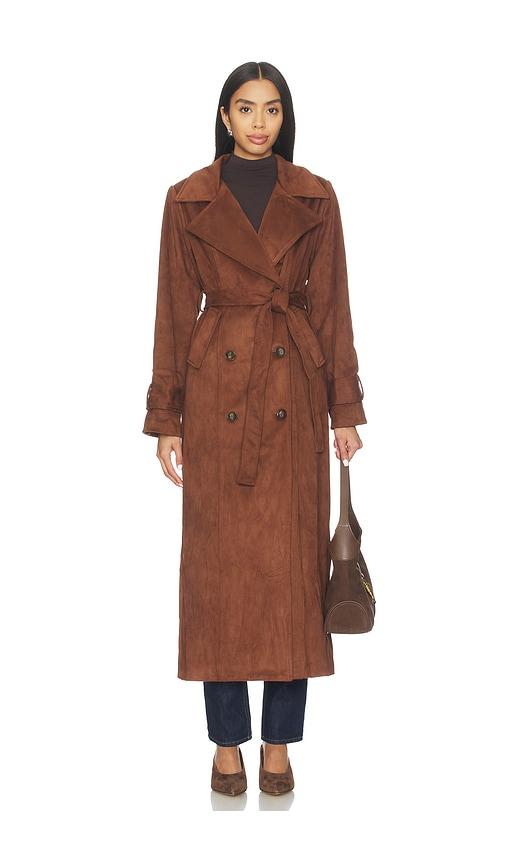 sndys sutton faux suede trench coat in brown. - size l (also in m, s, xs)