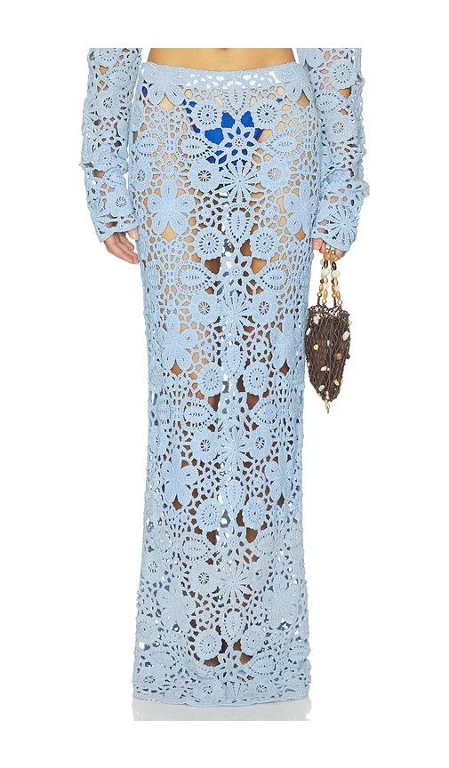 sndys tala crochet maxi skirt in blue. - size l (also in xs, s, m)