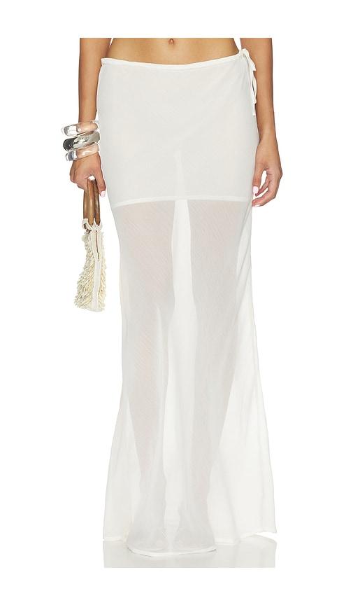 sndys tamara sheer maxi skirt in white. - size s (also in xxs, xs)