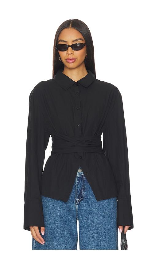 sndys teigan button up shirt in black. - size l (also in s, xxs, xs, m, xxl)