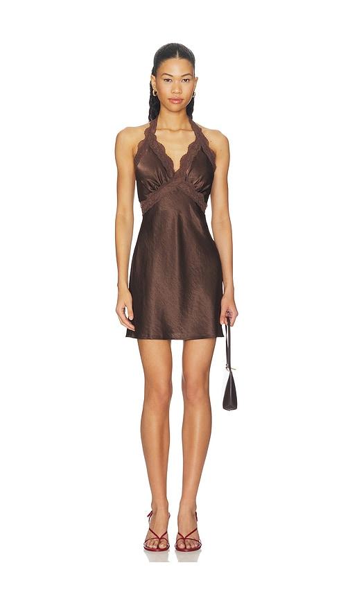 sndys tonya 2.0 mini dress in chocolate. - size l (also in s, xxs, xs, m)