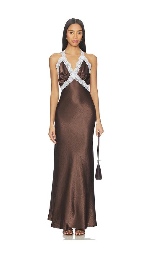 sndys tonya slip maxi dress 2.0 in chocolate. - size m (also in xs)