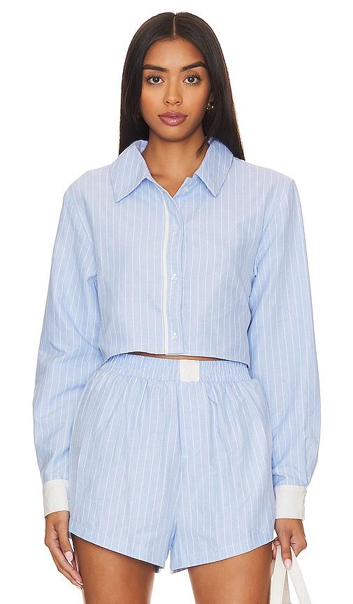 sndys x revolve darian stripe top in baby blue. - size xl (also in xxl)