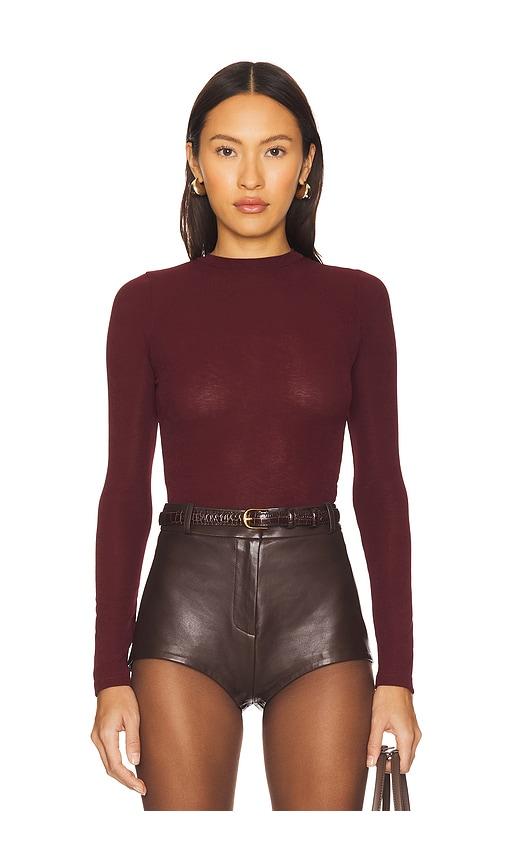 sndys x revolve lounge katya sheer top in burgundy. - size l (also in xxs, xs, s, m, xl, xxl)