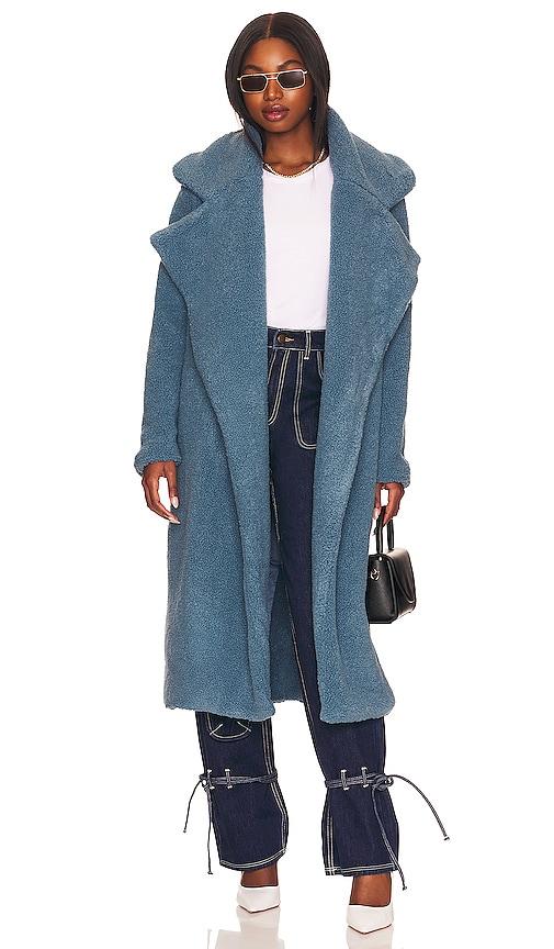 sndys x revolve teddy coat in teal. - size xl (also in xs)