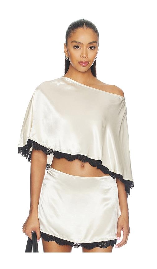 sndys zaley poncho top in cream. - size l (also in m, s, xl, xs, xxs)
