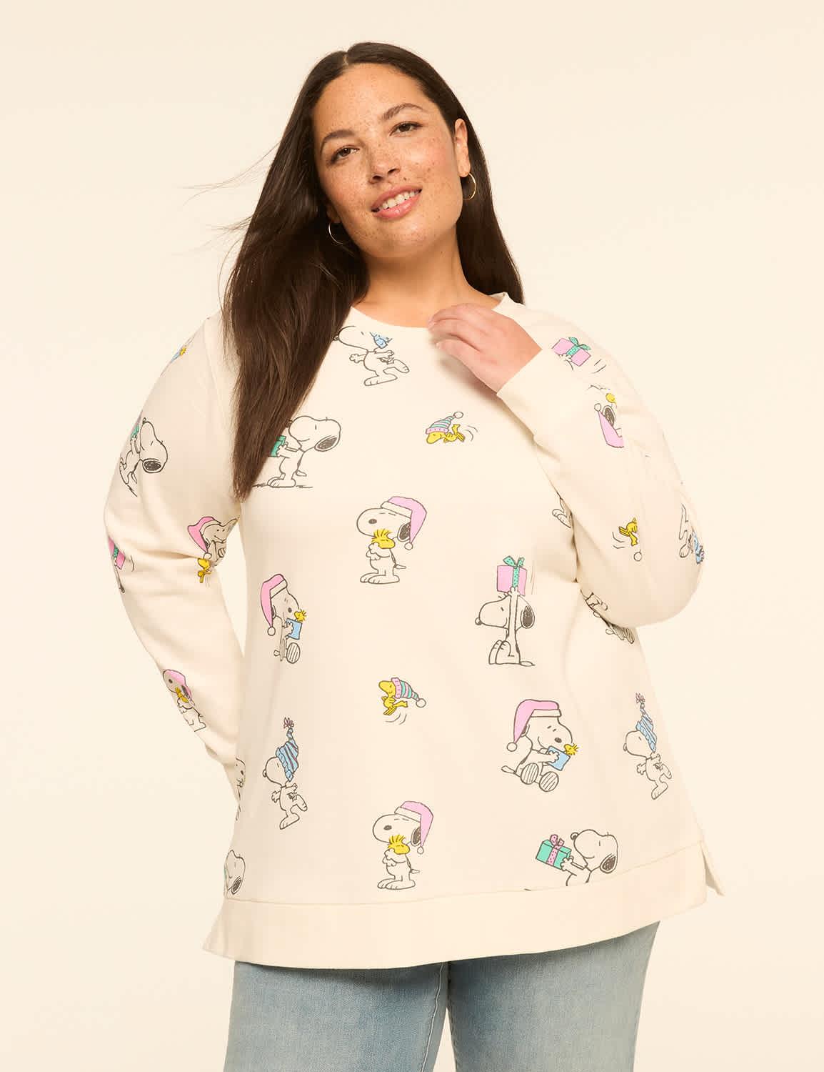 snoopy & woodstock holiday graphic sweatshirt