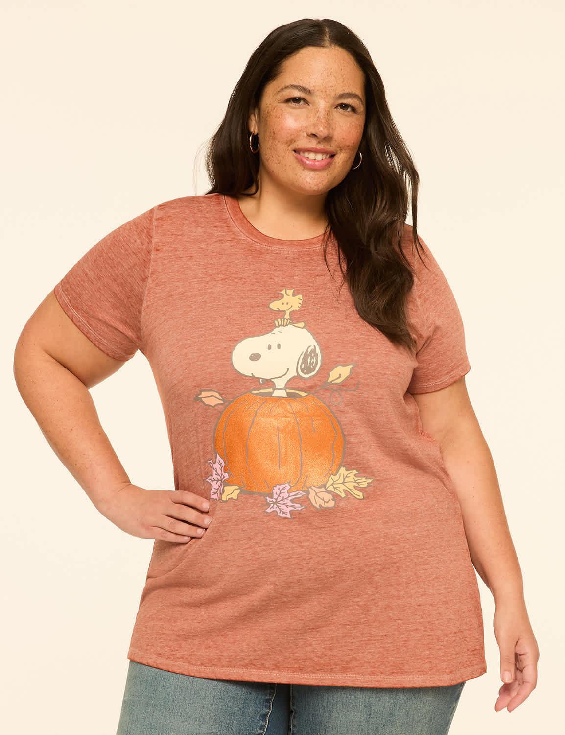 snoopy & woodstock pumpkin graphic tee