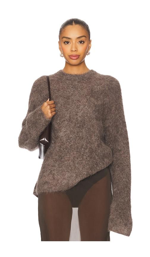 soft goat alpaca crewneck pullover in grey. - size s (also in xs)