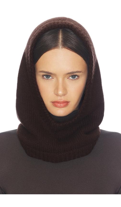 soft goat balaclava in brown.
