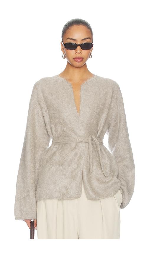 soft goat brushed cardigan in light grey. - size m (also in s)
