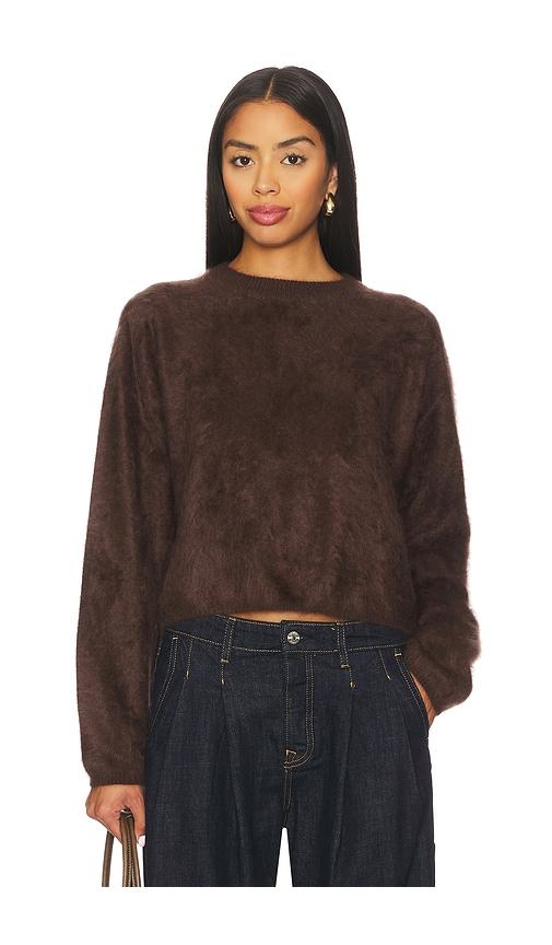 soft goat brushed crewneck pullover in brown. - size l (also in m, s)