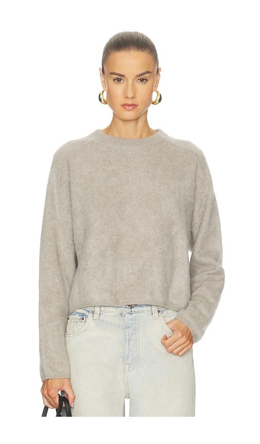 soft goat brushed crewneck sweater in light grey. - size m (also in s)