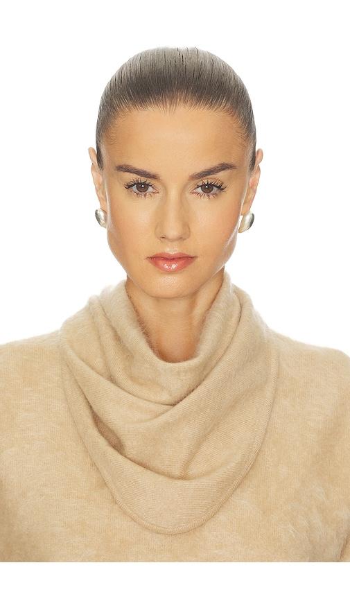 soft goat brushed triangle scarf in tan.